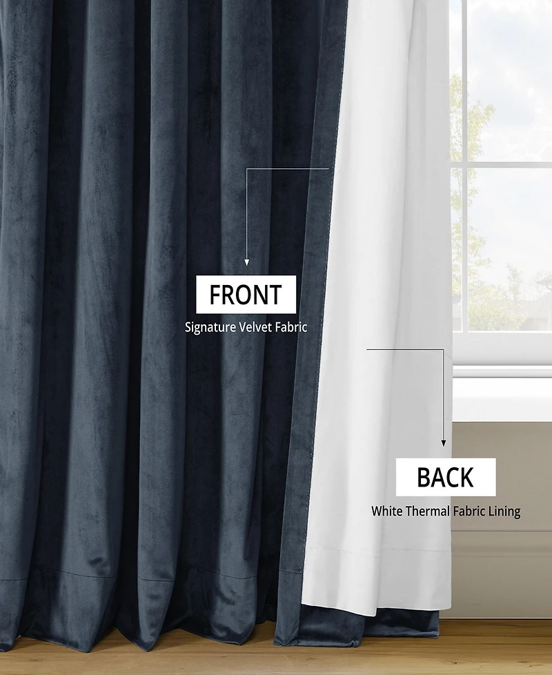 Half Price Drapes Midnight Blue Signature Extra Wide Velvet Blackout Curtain