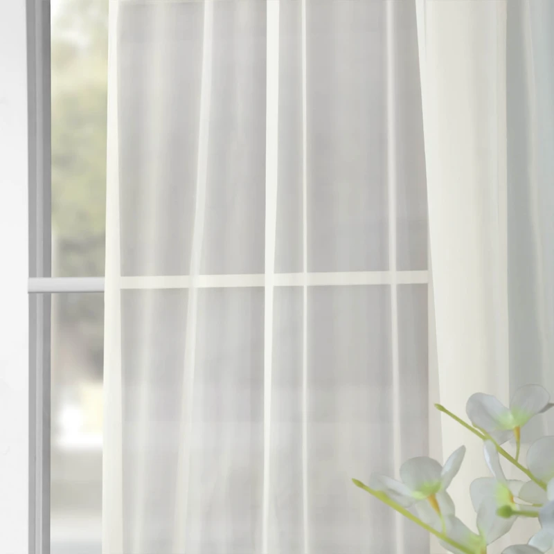 Half Price Drapes Solid Off White Sheer Curtain Pair (2 Panels