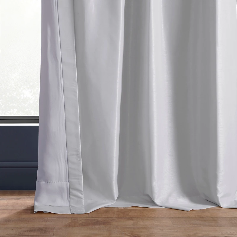 Half Price Drapes Ice Vintage Textured Faux Dupioni Silk Blackout Curtain