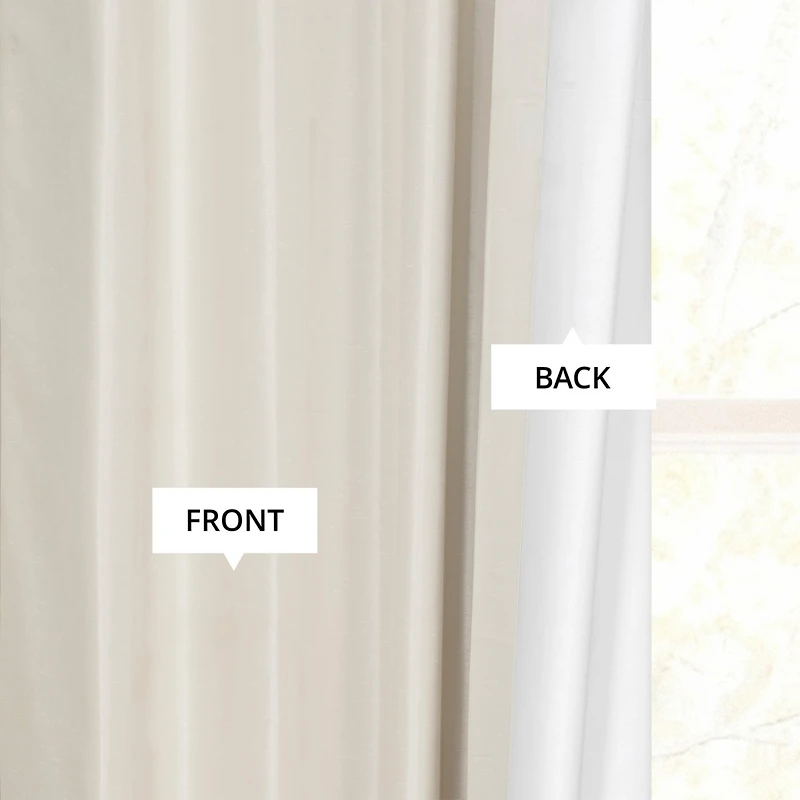 Half Price Drapes Off White Vintage Textured Faux Dupioni Silk Blackout Curtain