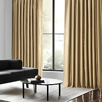 Half Price Drapes Flax Gold Vintage Textured Faux Dupioni Silk Blackout Curtain