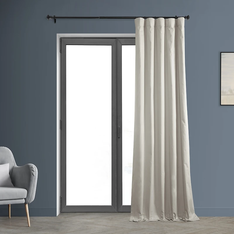 Half Price Drapes Hazelwood Beige Solid Cotton Hotel Blackout Curtain
