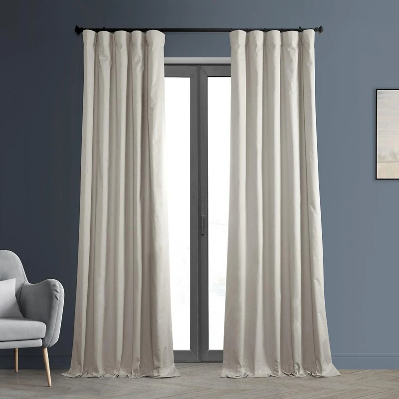Half Price Drapes Hazelwood Beige Solid Cotton Hotel Blackout Curtain