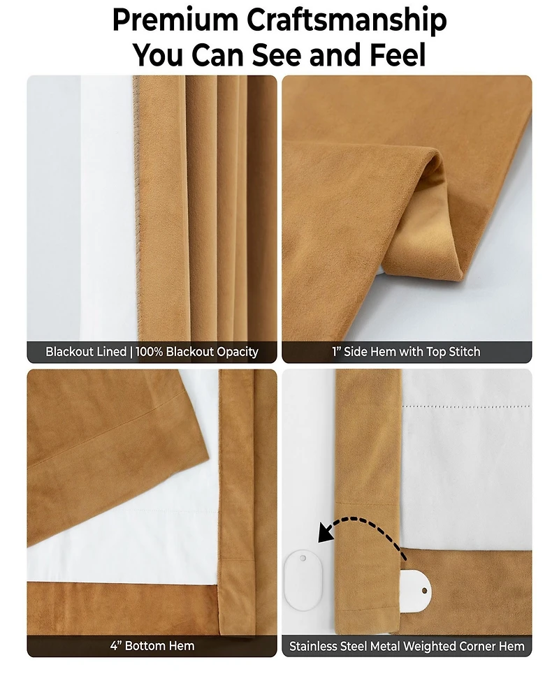 Half Price Drapes Amber Gold Signature Velvet Blackout Curtain