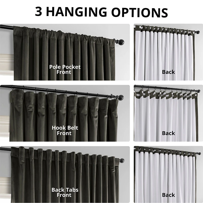Half Price Drapes Gunmetal Grey Signature Extra Wide Velvet Blackout Curtain