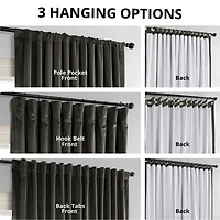 Half Price Drapes Gunmetal Grey Signature Extra Wide Velvet Blackout Curtain