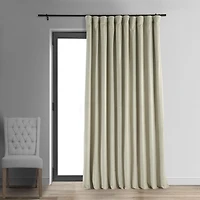 Half Price Drapes Cool Beige Signature Extra Wide Velvet Blackout Curtain
