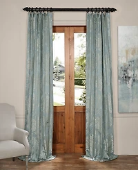 Half Price Drapes Magdelena Blue & Steel Damask Faux Silk Jacquard Room Darkening Curtain