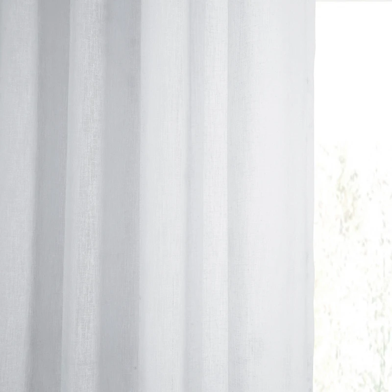 Half Price Drapes Aspen White Grommet Textured Faux Linen Sheer Curtain