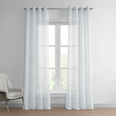 Half Price Drapes Aspen White Grommet Textured Faux Linen Sheer Curtain