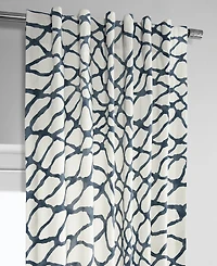 Half Price Drapes Ellis Blue Abstract Printed Cotton Room Darkening Curtain