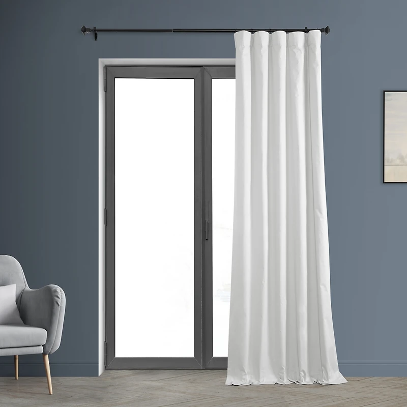 Half Price Drapes Whisper White Solid Cotton Hotel Blackout Curtain