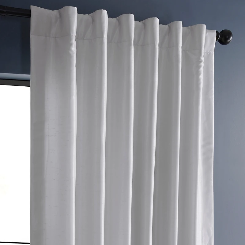Half Price Drapes Ice Vintage Textured Faux Dupioni Silk Curtain