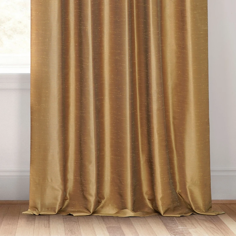 Half Price Drapes Mist Greige Vintage Textured Faux Dupioni Silk Curtain