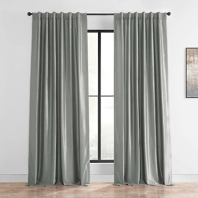 Half Price Drapes Mist Greige Vintage Textured Faux Dupioni Silk Curtain