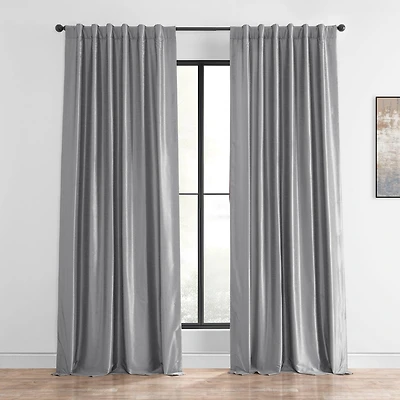 Half Price Drapes Storm Grey Vintage Textured Faux Dupioni Silk Curtain