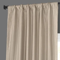 Half Price Drapes Antique Beige Solid Faux Silk Taffeta Room Darkening Curtain