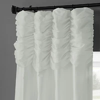 Half Price Drapes Eggshell Ruched Solid Faux Silk Taffeta Room Darkening Curtain