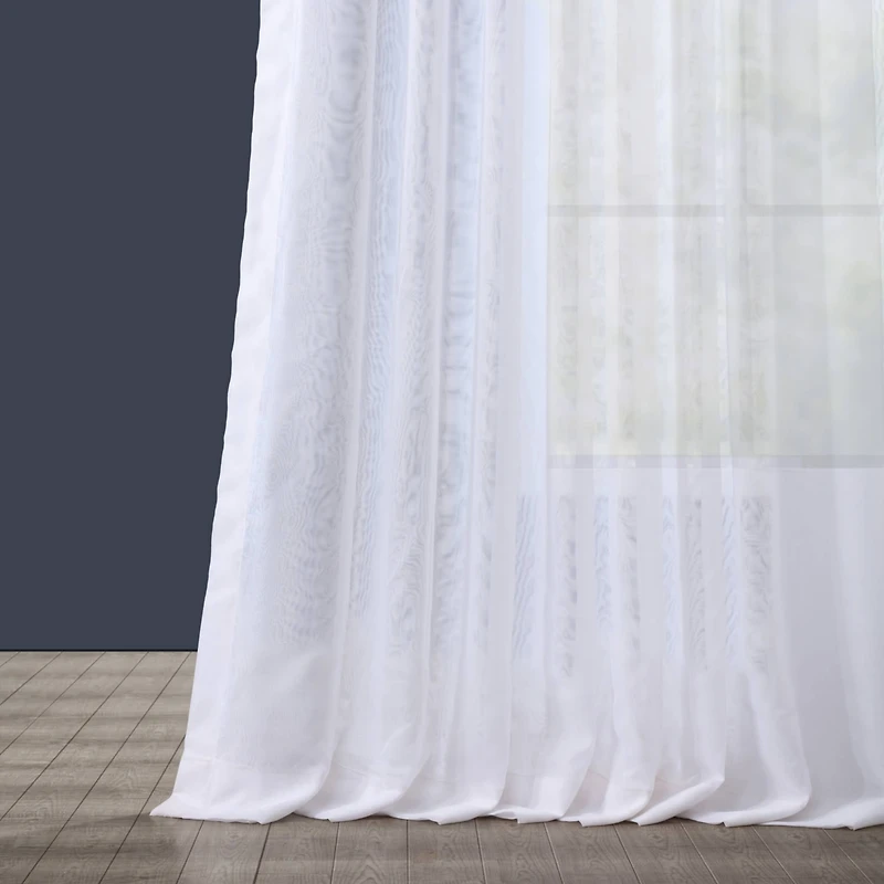 Half Price Drapes Double Layered White Extra Wide Sheer Curtain