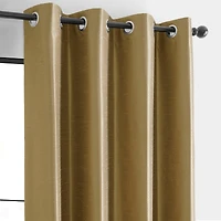 Half Price Drapes Flax Gold Grommet Vintage Textured Faux Dupioni Silk Blackout Curtain