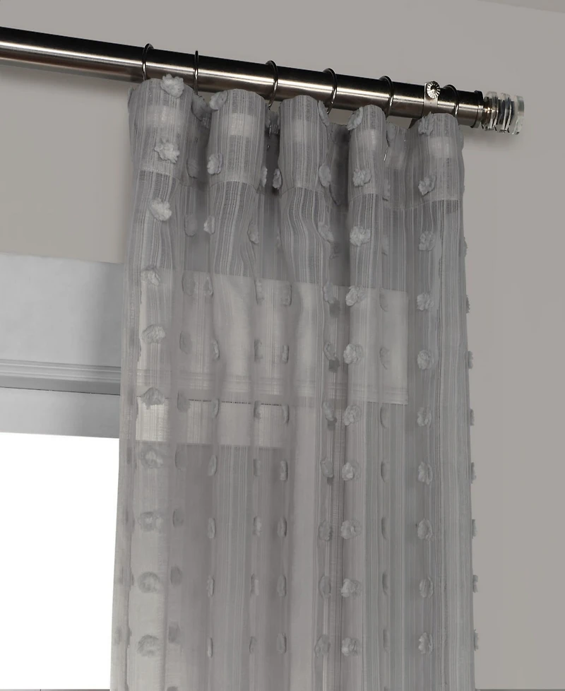 Half Price Drapes Geometric Patterned Faux Linen Sheer Curtain