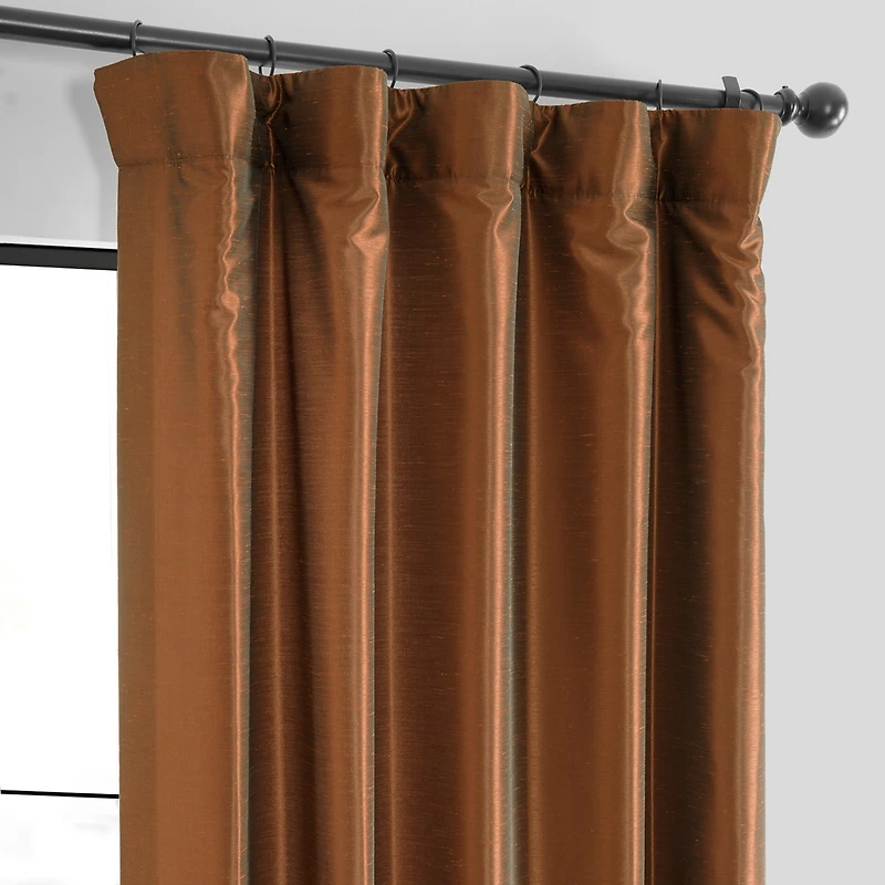 Half Price Drapes Mist Greige Vintage Textured Faux Dupioni Silk Curtain