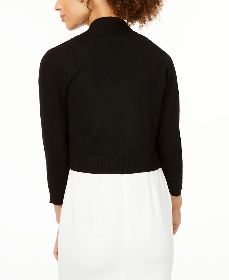 Calvin Klein Women's Cropped Open-Front Three-Quarter Sleeve Cardigan