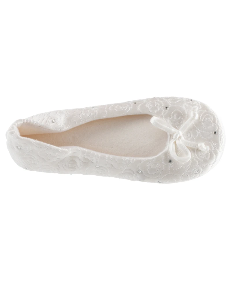 Isotoner Women's Satin with Rhinestones Ballerina Slipper, Online Only