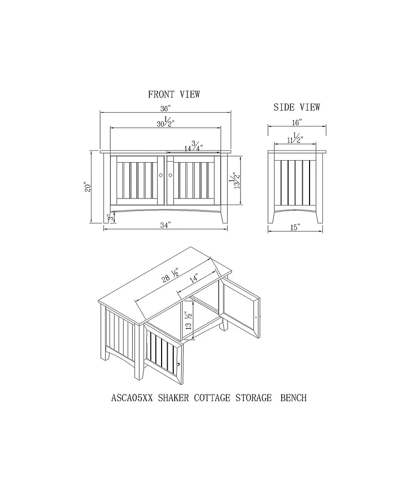 Shaker Cottage Storage Coat Hook with Cabinet Bench Set, Cherry