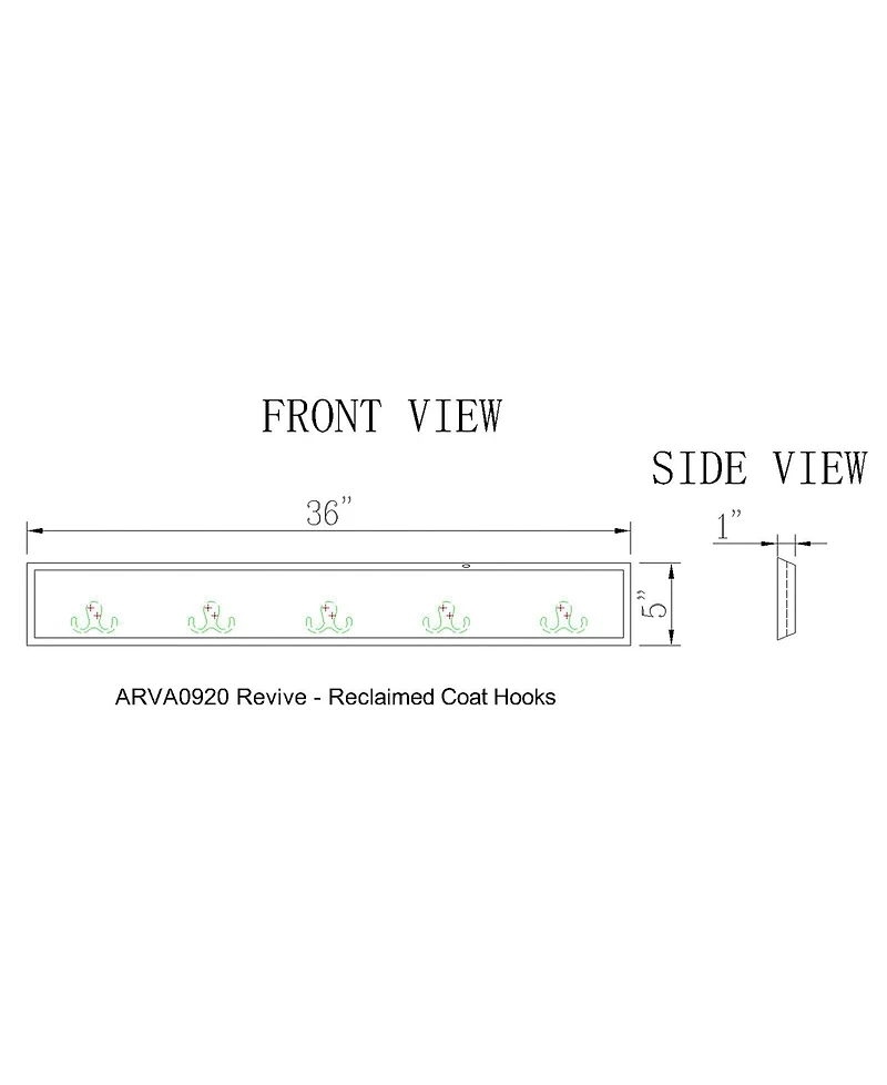 Alaterre Furniture Revive Wall Coat Hook with Bench Set