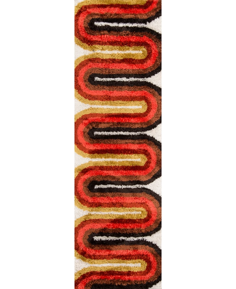 Novogratz Retro Ret-2 Red 2'3" x 7'6" Runner Area Rug