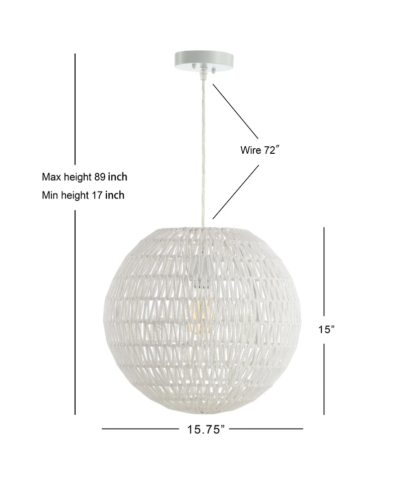 Jonathan Y Luna 15.7" Woven Rattan Orb Led Pendant