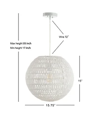 Jonathan Y Luna 15.7" Woven Rattan Orb Led Pendant