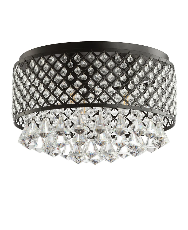 Jonathan Y Evelyn 17" 3-Light Crystal Drops/Metal Led Flush Mount
