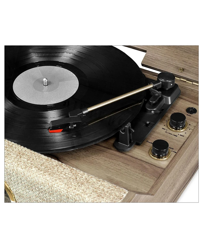 Victrola's 4-in-1 Highland Bluetooth Record Player with 3-Speed Turntable with Fm Radio