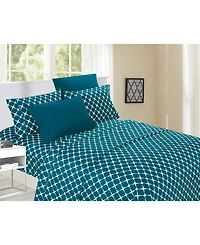 Elegant Comfort Geometric Printed Microfiber 4-Pc. Sheet Set, Twin