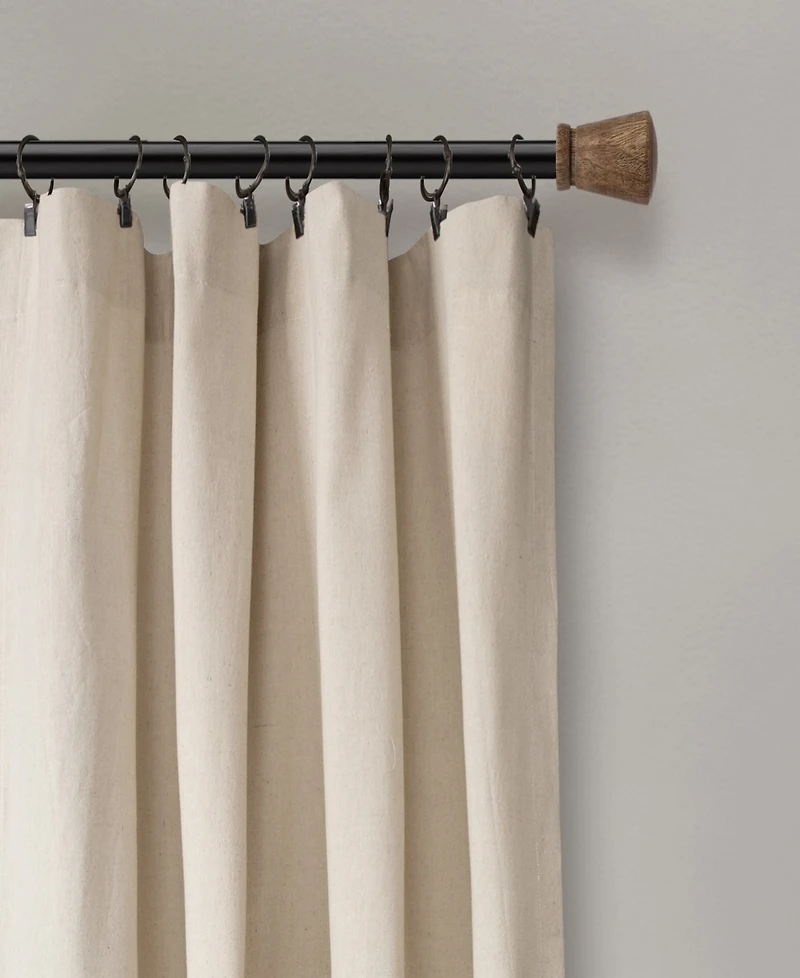Lush Decor Linen Button Window Curtain Panel, Single, Country Curtains - Rustic