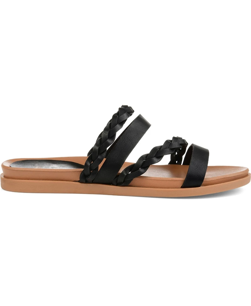 Journee Collection Women's Colette Braided Strappy Open Toe Flat Sandals
