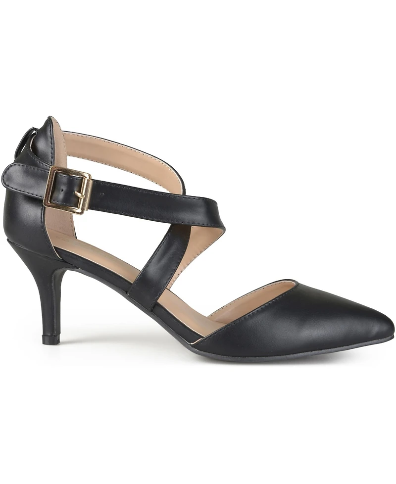 Journee Collection Women's Riva Crisscross Strap Pointed Toe Pumps