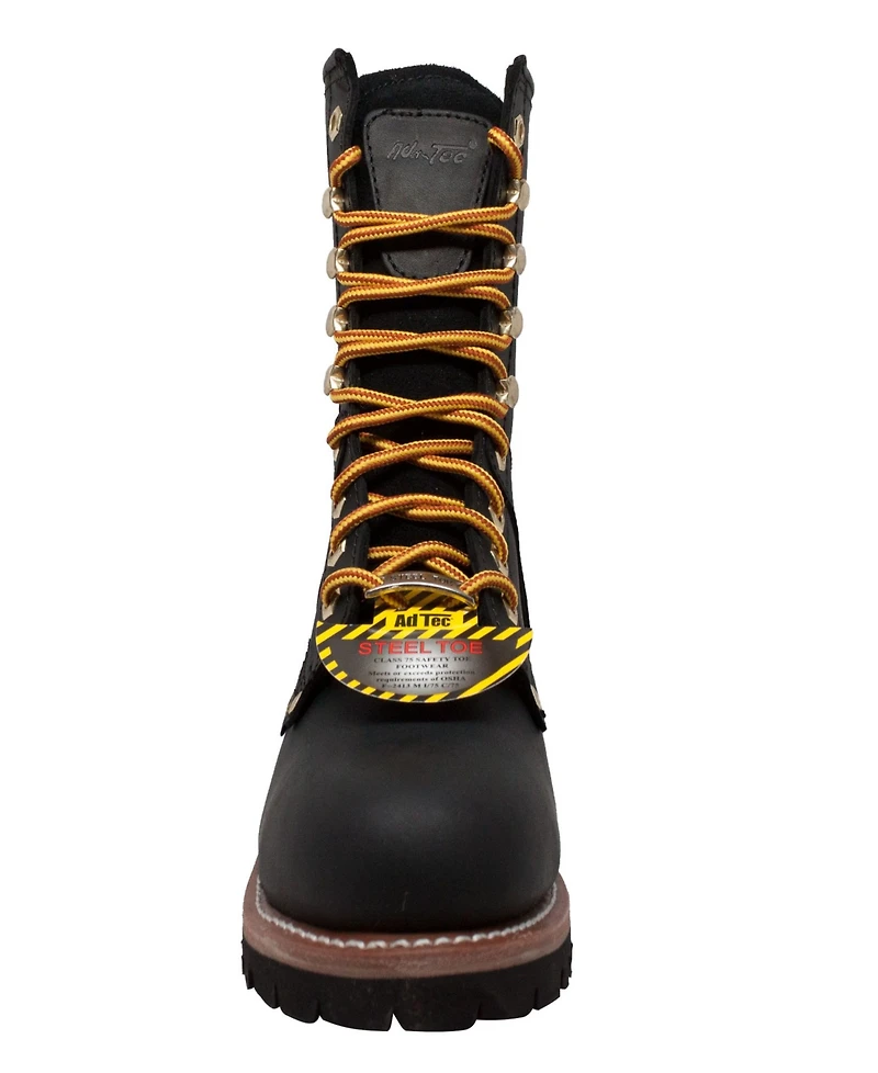 AdTec Men's 9" Waterproof Steel Toe Logger Black