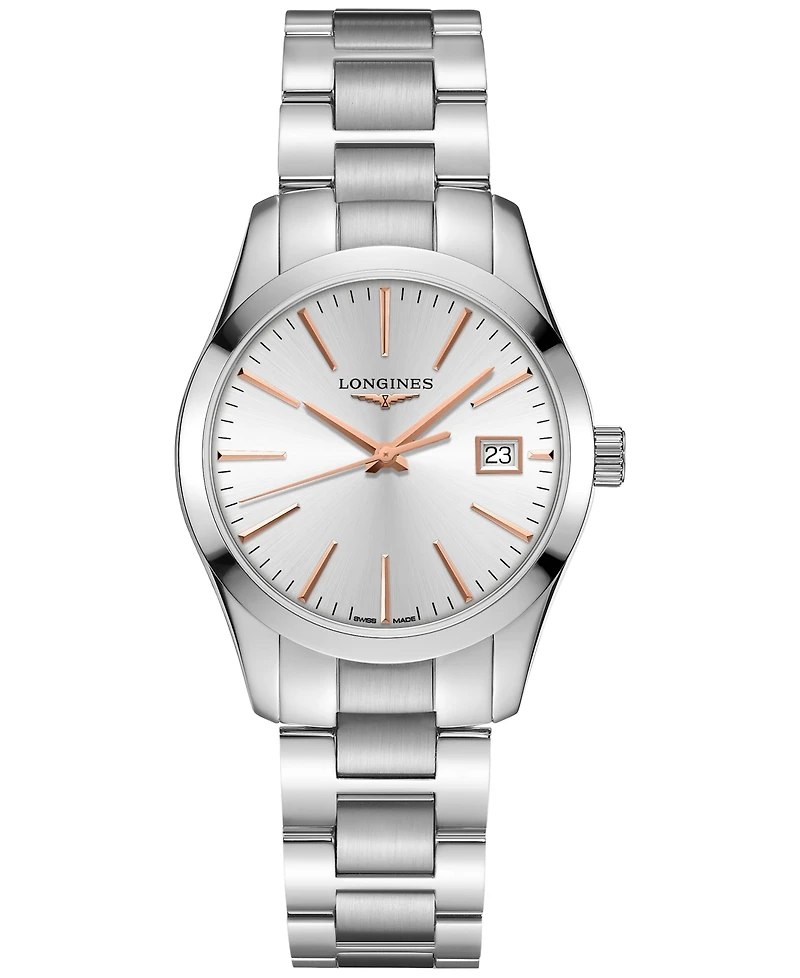Longines Women's Swiss Conquest Classic Stainless Steel Bracelet Watch 34mm