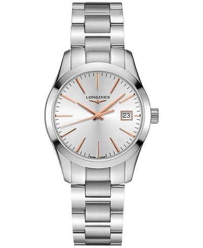 Longines Women's Swiss Conquest Classic Stainless Steel Bracelet Watch 34mm