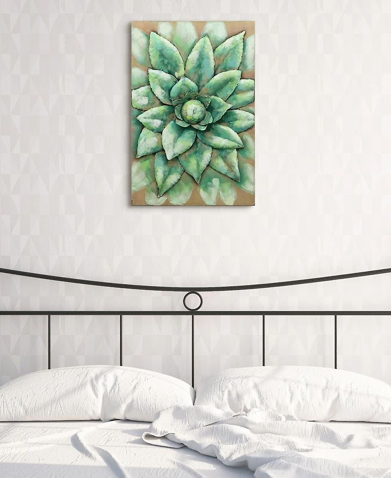 Empire Art Direct 'Succulent 2' Mixed Media Iron Hand Painted Dimensional Wall Sculpture - 24" x 16"