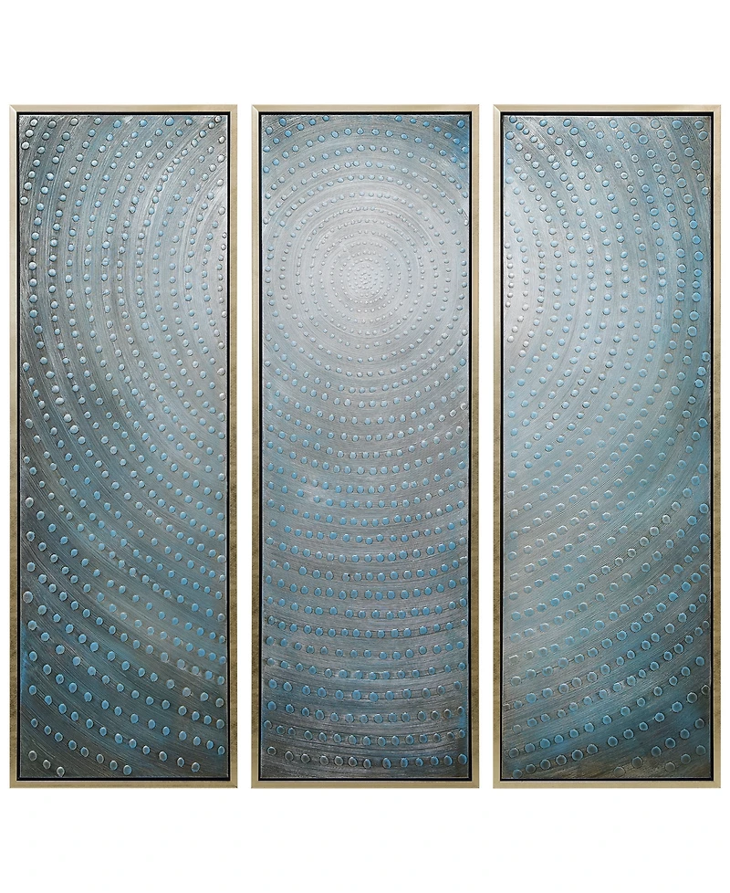 Empire Art Direct Concentric 3-Piece Textured Metallic Hand Painted Wall Art Set by Martin Edwards, 60" x 20" x 1.5"