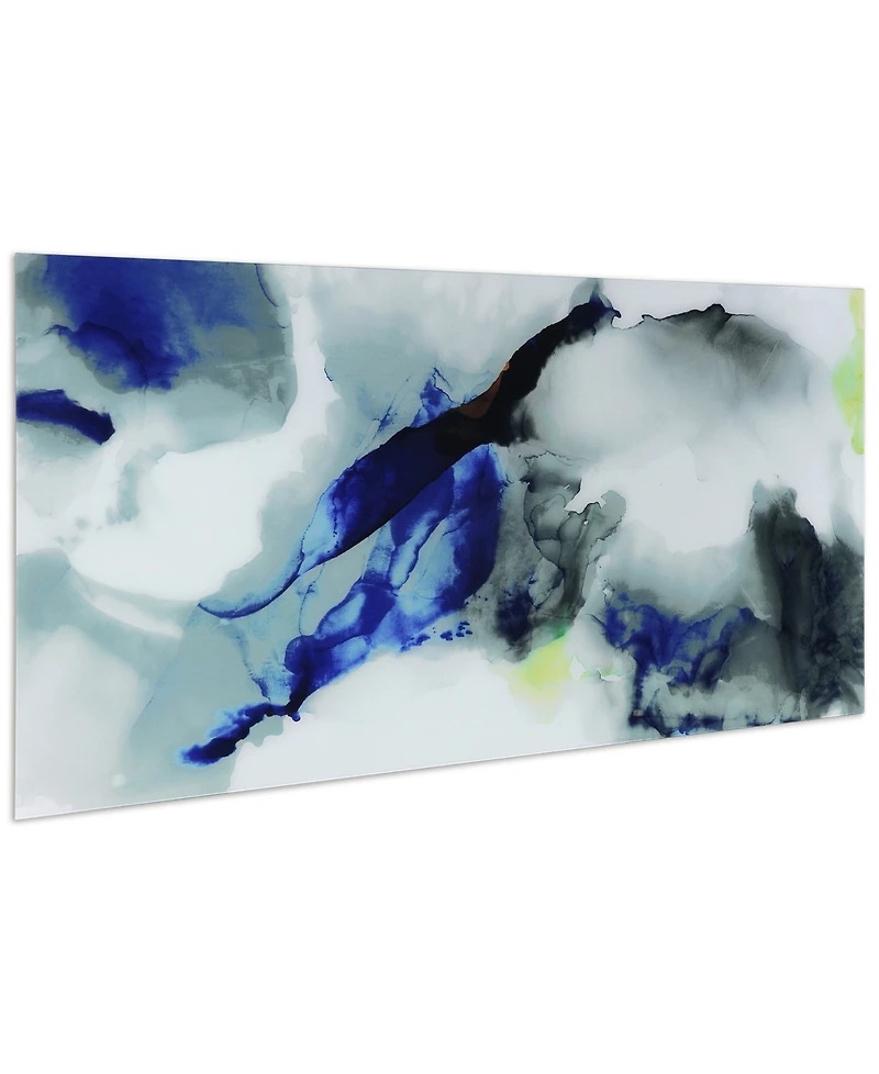 Empire Art Direct 'Blue Splash' Frameless Free Floating Tempered Art Glass Wall Art - 72" x 36''