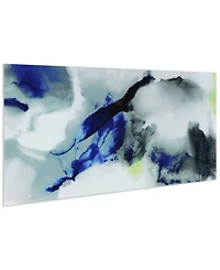 Empire Art Direct 'Blue Splash' Frameless Free Floating Tempered Art Glass Wall Art - 72" x 36''