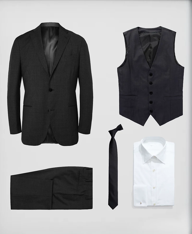 Perry Ellis Toddler Boy's 5-Piece Shirt, Tie, Jacket, Vest and Pants Solid Suit Set