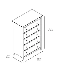 Storkcraft Kenton 5 Drawer Universal Dresser - White
