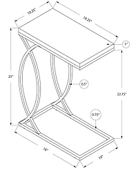 Monarch Specialties Chrome Metal Edgeside Accent Table in Grey Cement