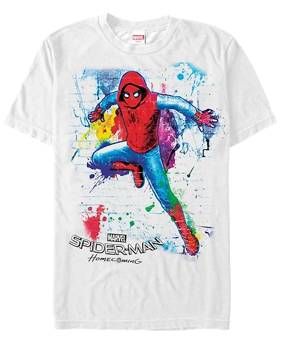 Marvel Men's Spider-Man Homecoming Neon Painted Brick Wall Pose Short Sleeve T-Shirt